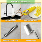 Cozy Home Corn Peeler, Corn Kernel Removers, Long Handle Stainless Steel Corn Stripping Tool Thresher Scraper for Home Kitchens, Restaurant Chefs (2PCS-A)