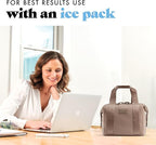 Fit & Fresh Remi Neoprene Lunch Bag For Women - Meal Prep Kit with Containers & XL Ice Pack, Self Insulating Neoprene-like Material, Machine Washable Lunch Bag, Tear-Resistant, Stain-Resistant, Taupe
