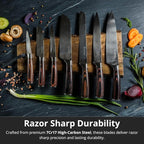 Yatoshi Professional Kitchen Knife Set, 15 Pieces, High Carbon Stainless Steel, Ergonomic Handle