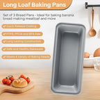 3-Pack 13×5 Inch Loaf Pan for Baking Bread, Nonstick Carbon Steel Bread Pan, Rust-Resistant & Warp-Resistant Full-Size Large Loaf Pan for Homemade Bread, Banana Loaf and Meatloaf