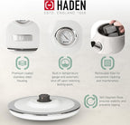 Haden Dorset 1.7 Liter Stainless Steel Electric Kettle, Hot Water Kettle with 360-Degree Base and Auto Shutoff, Ivory & Chrome