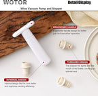 WOTOR Wine Saver Vacuum Pump with 20 Stoppers, Wine Stopper & Preserver, Reusable Bottle Sealer Keeps Fresh, Ideal Accessories Gift, Flat Handle (White)