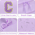 Initial Insulated Lunch Bag for Girls Kids, Back to School Gift, Reusable Leak-proof Lunch Box with Adjustable Strap for School Daycare Travel Picnic (Purple,C)