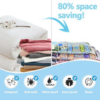 Vacuum Storage Bags with Electric Air Pump, 6 Pack (3 Jumbo, 3 Large) Fast Deflating Double Zip Seal Space Saver Bag for Clothes, Mattress, Blanket, Duvets