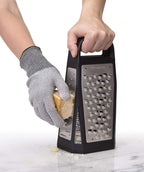 Microplane Elite Five Blade Box Grater with Measuring Cup Base, Five Grating Surfaces Including Fine, Coarse, Double-Sided Ribbon, Ultra-Coarse, and Slicer - Black