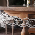 Clear Table Cover Protector Plastic Vinyl Table Cloth with White Lace Pattern Oil Spill Proof Plastic Tablecloths for Dining Tables Parties Holidays (French Lace, 52 x 70 Inches)
