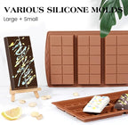2 Pcs Chocolate Bar Mold Deep Dubai 0.85 Inch Stuffed Chocolate Molds Silicone Large Break Apart Silicone Molds (10 Snap + Pyramid）