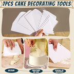 Teenitor Cake Scraper Cake Smoother, 7 Pcs Dough Scraper Bowl Scraper Cake Cutter Cake Spatula Bench Scraper Kitchen Plastic Scraper Tool Cake Decorating Kit