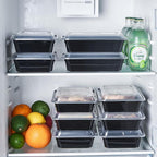 32 oz 50Pack Plastic Meal Prep Food Storage Containers with Lids Reusable 1 Compartment To Go Lunch Box Black Extra Large &Thick Microwave Freezer Safe BPA Free Stackable (Formerly FULING)