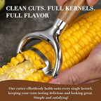 KULUNER Durable Stainless Steel Corn Peeler with Polished Wood Handle Corn on the Cob Stripper Kernel Remover Easy Use Corn Kernel Cutter Kitchen Gadget（Merbau）