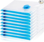 Vacuum Storage Bags, 8 Medium Space Saver Vacuum Sealed Bags for Clothes, Compression Bag Blanket Storage Travel Essentials