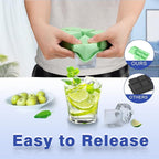 Large Ice Cube Tray for Freezer with Lid, 2Pack Silicone Ice Cube Trays, Big Square Ice Cube Maker for Cocktails, Coffee, Bartender Accessories BPA-Free & Dishwasher (Green)