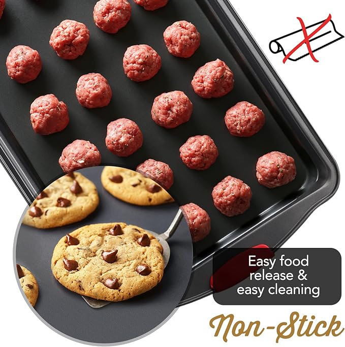 Eatex Nonstick Bakeware Set, 15-Piece with Muffin Pan, Cake Pan & Cookie Sheets for Baking, Steel Baking Sheets for Oven with Kitchen Utensils - Black
