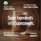 VitaCup Shroom Fuel, Mushroom Based Instant Coffee Alternative Packets, Mushroom Coffee Substitute w/Cacao, Cinnamon, Chaga, Lions Mane, & Maca for Energy, Immune Support, & Focus, 24ct