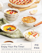 getstar Ceramic Mini Pie Pan Set of 6, Small Pie Dish for Baking, Non-Stick, Oven & Dishwasher Safe, Quiche Baking Dish, Pie Plate, Deep Dish Pie Pan (Stripes)