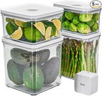 VAKUEN Premium Airtight Food Storage Containers & Vacuum Sealer Machine Starter Set, 4-piece Container with Sealer, 100% Leak Proof,Keep food fresh up to 5 times longer than non-vacuum strorage.