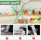 New Upgrade Safe Mandoline Slicer Plus, Biger Size, Adjustable Vegetable Food Chopper Potato Fries Cutter, Detachable Blade, Kitchen Chopping Artifact with Container. Green