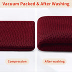 Homaxy 100% Cotton Waffle Weave Kitchen Dish Towels, Ultra Soft Absorbent Quick Drying Cleaning Towel, 13 x 28 Inches, 4-Pack, Burgundy