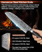 XINZUO Damascus 7-Piece Kitchen Chef Knife Block Set,Professional Sharp Cutting Knife Set with Block,Pakkawood Handle,Chef Gift Box