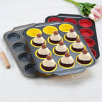 Silicone Muffin Pan, 12 Cups Cupcake Pans with Metal Frame Nonstick Muffin Tins Easy to Pop Out for Baking Cupcake Egg Bites BPA-free Cupcake Pan Mold (12 Cups Grey)