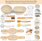 SORON Sourdough Starter Kit, Banneton Bread Proofing Basket with Glass Sour Dough Starter Jar, Sourdough Bread Baking Supplies Tools, 9" Round & 10" Oval Banneton Baskets, Gift Set for Homemade Making