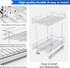 Fulgente Chrome Finish Pull Out Drawer Cabinet Organizer, Professional Wire Frame 2 Tier Heavy Duty Slide Out Kitchen Cabinet Storage Shelves, Sliding Drawer for Cabinet 11"W x 21"D