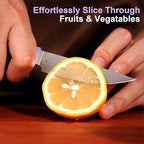 3.5 Inch Paring Knife, AR-RPM9 Steel Fruit Vegetable Knife with Ergonomic ABS Handle Oak Sheath, Ultra Sharp Kitchen Knife for Peeling Coring Cutting, Gift for Home Chefs