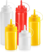 New Star Foodservice 26238 Squeeze Bottles, Plastic, Wide Mouth, 24 oz, Clear, Pack of 6