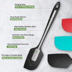 Silicone Spatula for Kitchen, 600°F Heat resistant Spatulas for Baking, Cooking, Scraping,and Mixing, Non Stick Kitchen Utensils, BPA Free, 11.2 IN, 3 Pack, Black