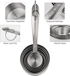 17-Piece Stainless Steel Measuring Cups and Spoons Set, Silver, 7 Cups & 9 Spoons + Leveler