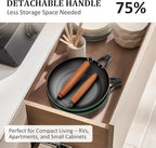 YUTANN Cast Iron Frying Pan Set - 8&10&12 Inch Pre-Seasoned Skillets, Diamond Textured Oil-Conserving Bottom, Nonstick & Toxin-Free Cookware, Detachable Handle, Works on Induction & Oven