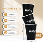 300 Pack 8 oz Disposable Paper Coffee Cups, 8 Ounce Black Paper Hot Coffee Cups–Perfect for Hot Beverages, Party, Office, and Home Use