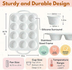 2 Pack Regular Muffin Pan - 12 Cup Silicone Muffin Pan for Baking with Metal Reinforced Frame - Regular Size Cupcake Pan, BPA Free Silicone Muffin Tray - Oven & Dishwasher Safe - Cream