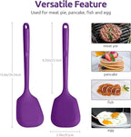 600ºF Heat Resistant Silicone Turner: U-Taste 13.6in Solid Kitchen Spatula Flipper, Food Grade Flexible & Thin Rubber Seamless Cooking Utensil for Flipping Egg, Pancake in Nonstick Cookware (Purple)