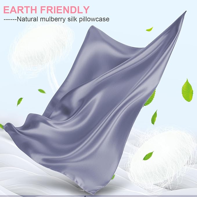 Mulberry Silk Pillow Cases 2 Pack King Size 20x36 Inches with Hidden Zipper, Ultra Smooth and Soft Breathable Cooling Silk Satin Pillowcase Set of 2, Better for Hair and Skin, Gifts for Women Men