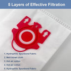 24 Pack 3D Airclean Vacuum Bag Replacement for Miele FJM Vacuum Compact C2 Compact C1 Complete C1 S241 S290 S300i S500 S700 S4 S6 Series With 6 Motor Protection Filters 6 AirClean