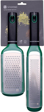 linoroso Lemon Zester & Cheese Grater Set of 2 - Kitchen Handheld Grater Tool for Cheese, Garlic, Ginger, Nutmeg, Chocolate, Fruits - Razor Sharp Stainless Steel Blade with Protective Cover