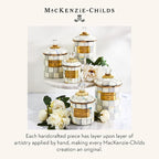 MACKENZIE-CHILDS Large Enamel Canister, Kitchen Storage Container for Flour and Sugar, 1.89 Liters, Grey-and-White Sterling Check