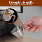2 Pcs Espresso Cups with Handle, Double Spout Metal Measuring Cup with Dual Scale, Stainless Steel Espresso Shot Cup with V-Shaped Mouth, 3.4oz/100ml(White)