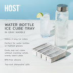 Host Ice Cube Tray, Makes Four 5-Inch Long Cubes, Durable Silicone Trays with Easy Release Design, Perfect for Water Bottles and Highball Glasses, Home Bar Accessories, Set of 1, Marble