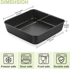 E-far 9x9 Baking Pan, Nonstick Square Cake Pan with Stainless Steel Core, Black Metal Bakeware for Brownies Lasagna Cakes, Non-toxic & Easy Clean, 2 Inch Deep