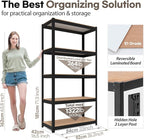 HOMEDANT House Black 5-Tier Laminated Metal Shelving Unit Adjustable Storage Utility Rack Heavy Duty Shelves Organization Shelf Kitchen Garage Pantry Closet 3Pack