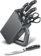 Victorinox Grand Maitre Cutlery Block - Modern Block with Knives - Includes Kitchen Scissors, Chef's Knife, Santoku & More - Black Handles, 6-Piece Set