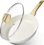 GiPP Ceramic Nonstick Frying Pan with Lid - 10" Healthy Non-Toxic Non Stick Skillet Omelette Pans, Induction Compatible Chef Pan, PFAS & PFOA-Free, Dishwasher Safe, Stay Cool Handles