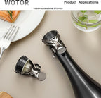WOTOR Champagne&Wine Bottle Stoppers Stainless Steel with Food Grade Silicone, Leak Proof Keep Fresh Reusable Saver, Cork Suitable for Wine, Champagne, Cava, Prosecco and Sparkling (6 Pack Black）