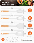 Silicone Cooking Utensils Set, Perfectly Angled for Frying, Mixing,Serving,Draining,Turning and Stirring, BPA-Free Matte Silicone, Wood Handles, Safe for Nonstick Cooking Surfaces,4 Pack (White)