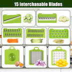 15 in 1 Professional Vegetable Multi-Functional Food Cutting Machine - Salad, Cheese Grater, Mandolin Slicer and Container