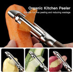 JUSEEPO Premium Vegetable Peeler, I Type Swivel 304 Stainless Steel Blade Comfortable Solid Wood Handle, Practical Gift for Restaurant Baking Chef Woman for Veggie, Fruit, Potato(Black Walnut)