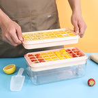 PHINOX Ice Cube Tray with Lid and Bin, Ice Trays for Freezer, Flexible Ice Cube Trays, Making 64 pcs Ice Cubes, Chilling Cocktail, Whiskey, Coffee, with 2 trays, Ice Container, Scoop&Cover, BPA Free