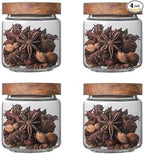 Glass jar candy Containers - 16oz kitchen Glass Airtight Storage jar With Acacia Airtight Lid，for kitchen Seasoning, coffee bean, tea, suger, herbs (4)